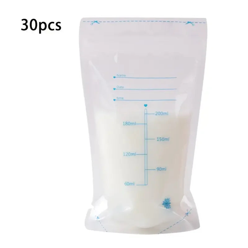 30 Uds. Bolsas para Leche Materna| 200 ml, Doble Sello y Boquilla