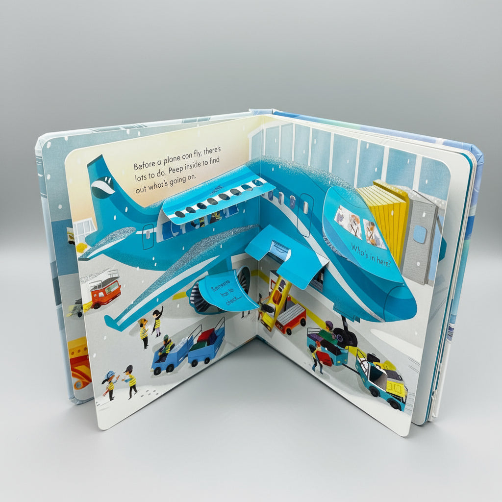 Libro Pop-Up Interactivo Avión: ¡Aprende Inglés Jugando con Aventuras en Cada Página!