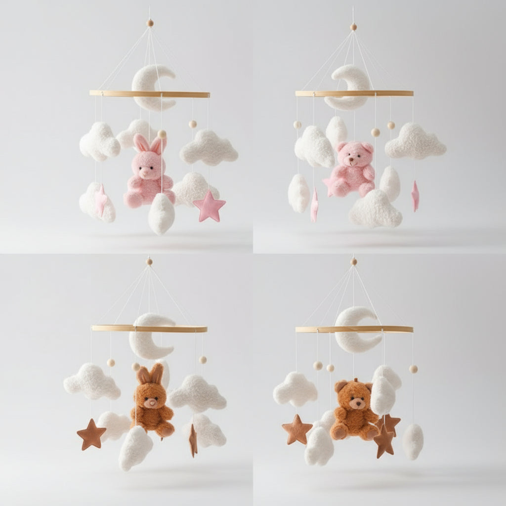 Movíl colgante de madera para cuna de 0 a 12 meses