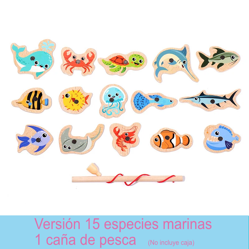 Juego de Pesca Magnética de Madera Montessori | Aprendizaje de Vida Marina