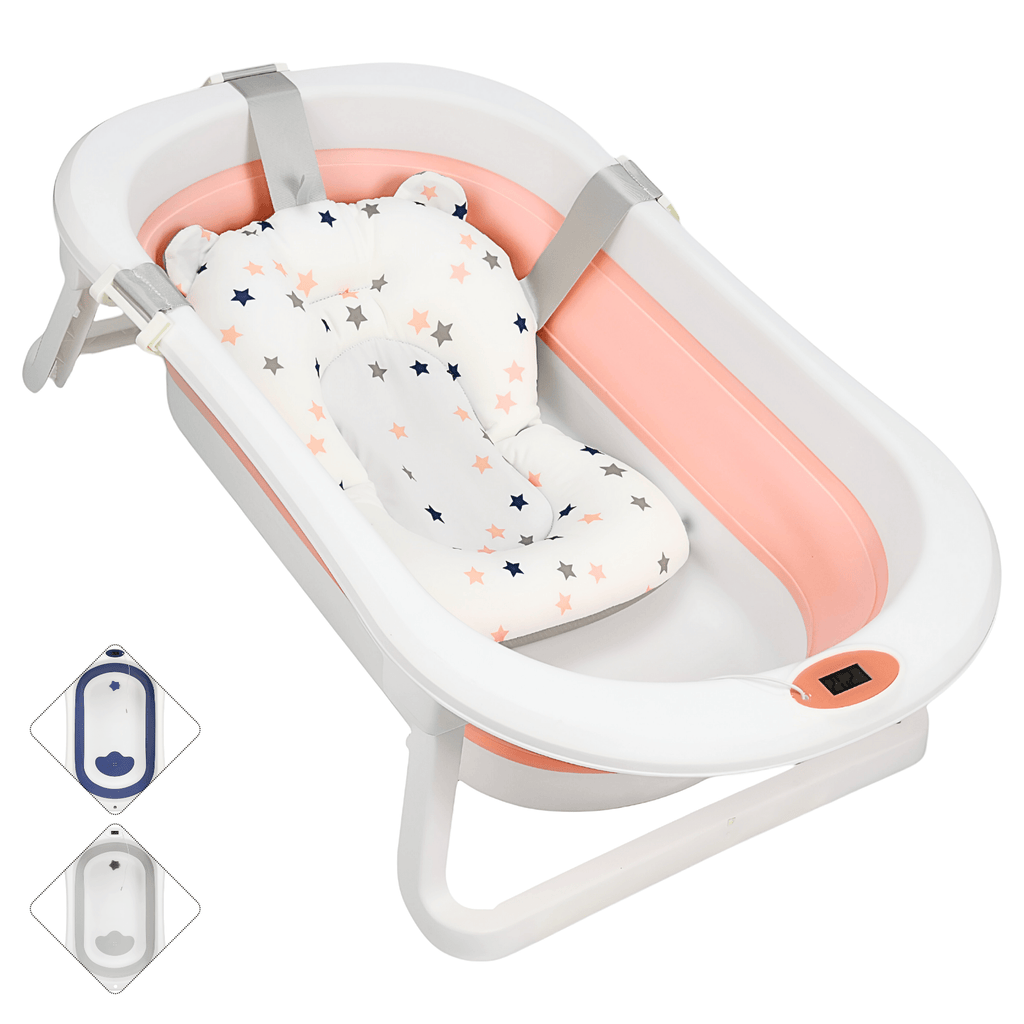 Bañera Plegable Portátil con Termómetro Integrado y Cojín (0-12 Meses)