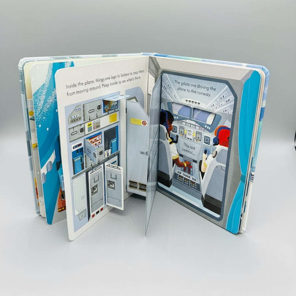 Libro Pop-Up Interactivo Avión: ¡Aprende Inglés Jugando con Aventuras en Cada Página!