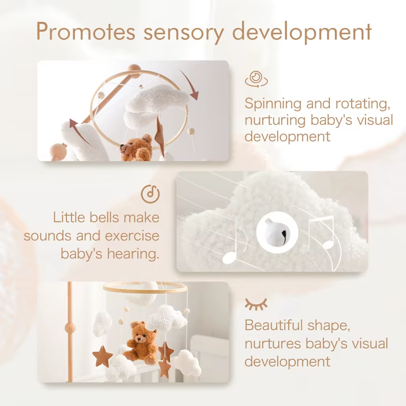 Movíl colgante de madera para cuna de 0 a 12 meses