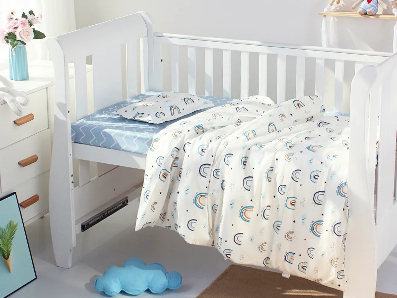 Set de Cama para Cuna Premium | Estampado Reactivo y Relleno de Seda