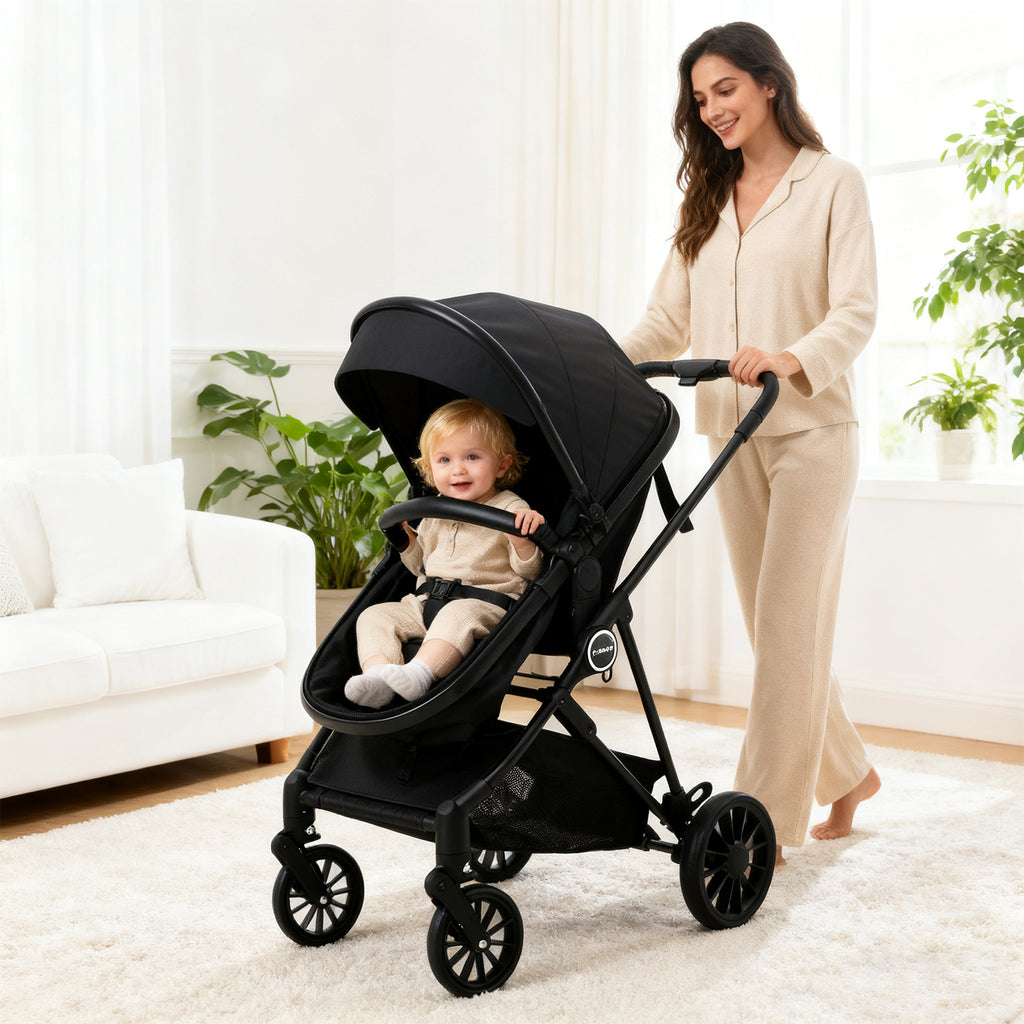 Carriola de Bebé Convertible 5 en 1 Plegable con Asiento Reversible y Amortiguación Premium