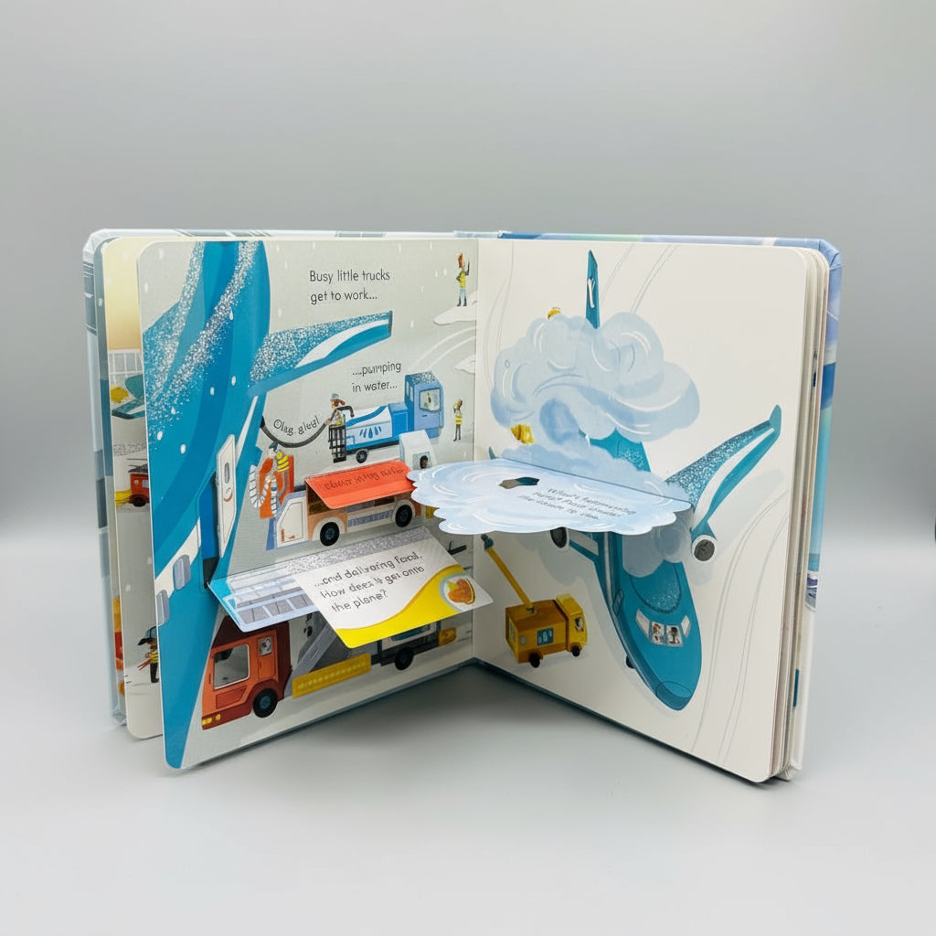 Libro Pop-Up Interactivo Avión: ¡Aprende Inglés Jugando con Aventuras en Cada Página!