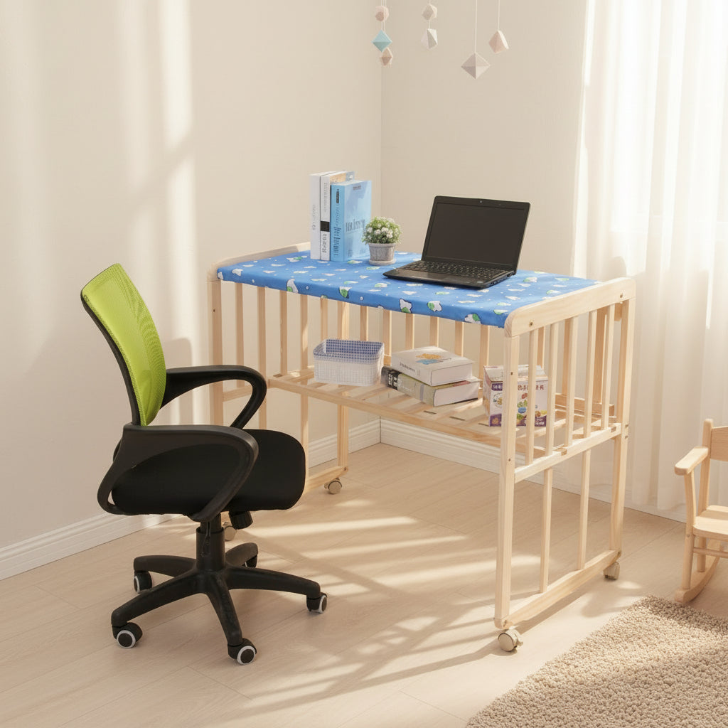 Cuna Multifuncional de Madera de Pino Importado (5 en 1) – Colecho y Escritorio