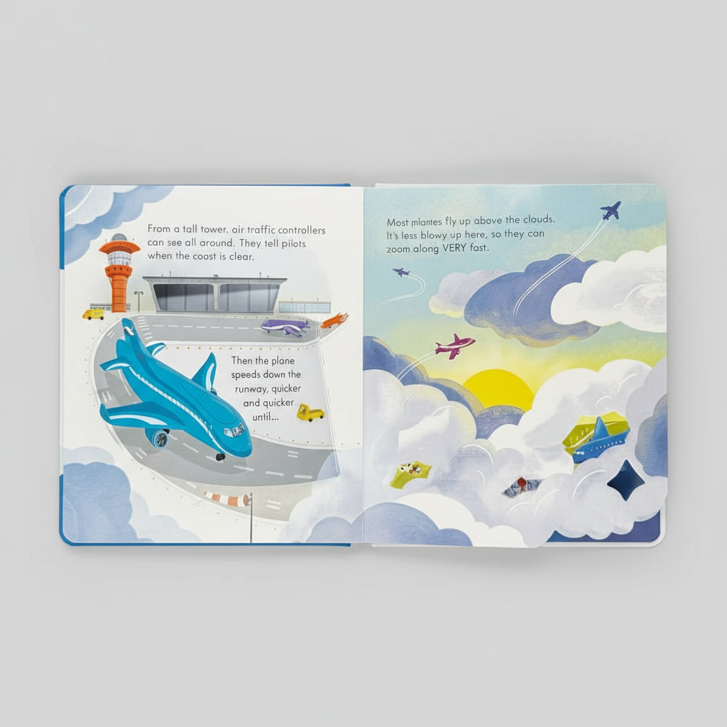 Libro Pop-Up Interactivo Avión: ¡Aprende Inglés Jugando con Aventuras en Cada Página!