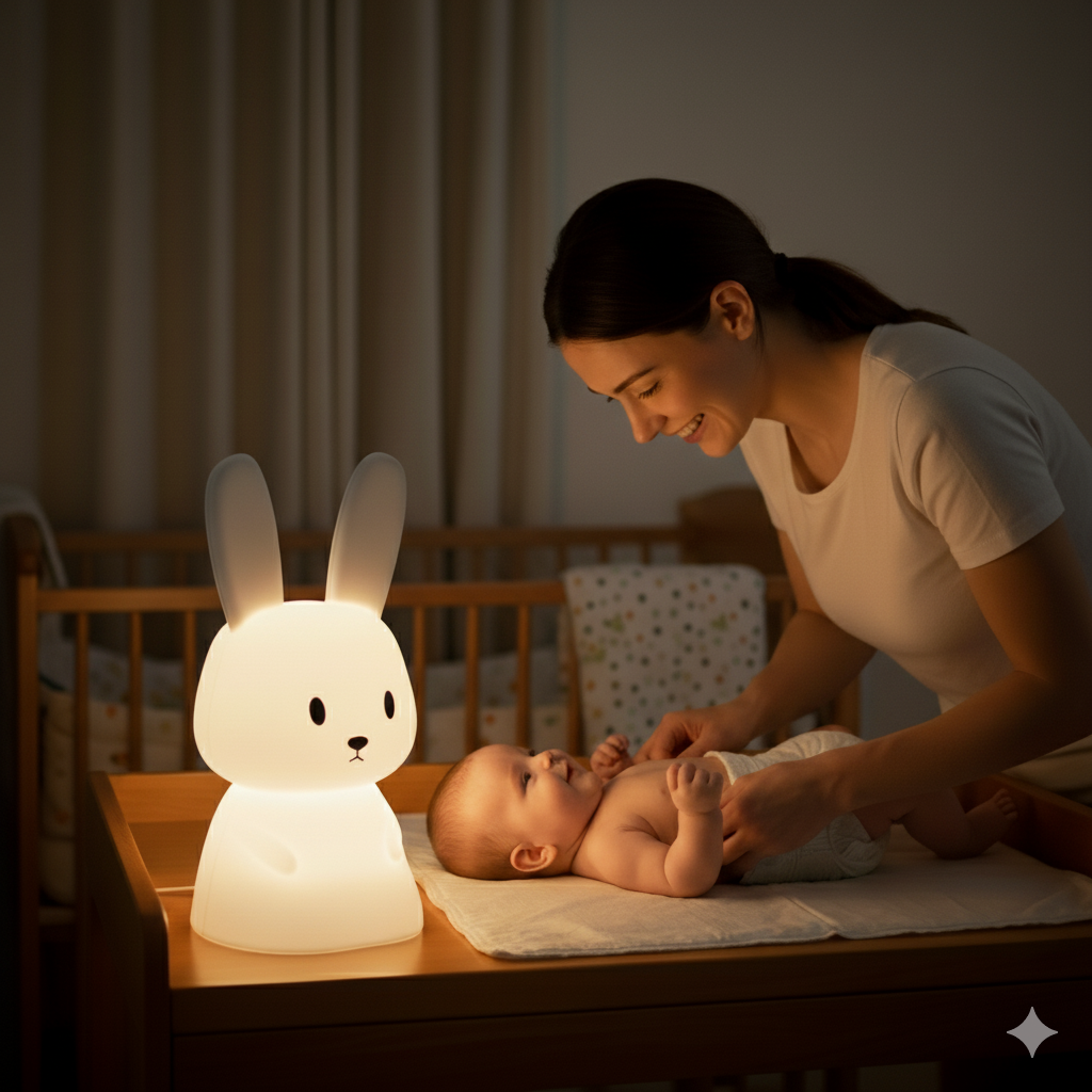 Lámpara LED de Conejo de Silicona | 7 Colores, Táctil y Recargable USB-C | 10 Horas de Luz