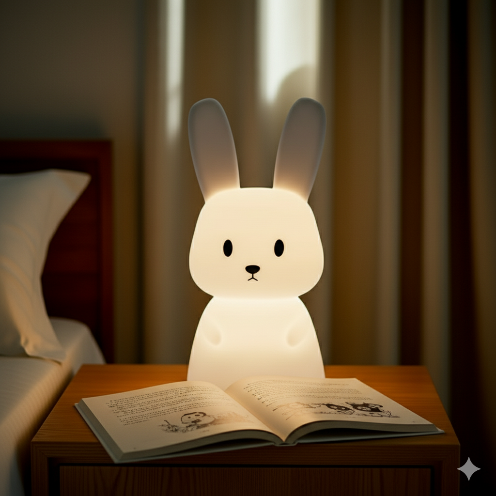 Lámpara LED de Conejo de Silicona | 7 Colores, Táctil y Recargable USB-C | 10 Horas de Luz