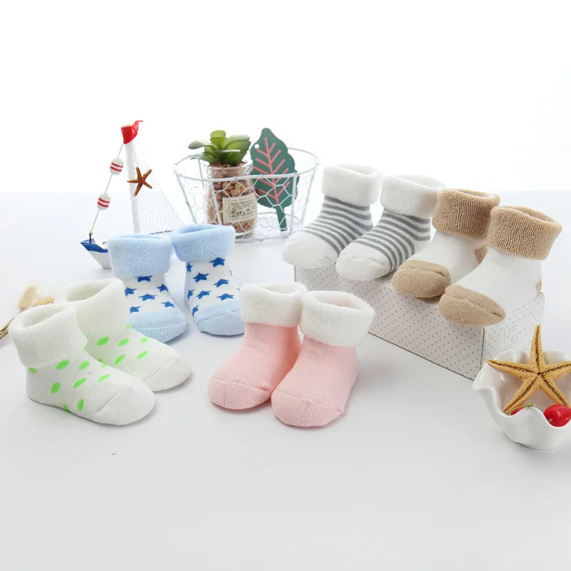Pack 5 Pares de Calcetines de Felpa: Súper Cálidos para Bebés (0-24M)