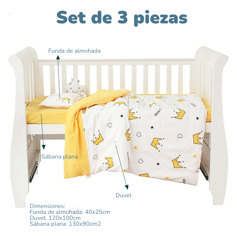 Set de Cama para Cuna Premium | Estampado Reactivo y Relleno de Seda