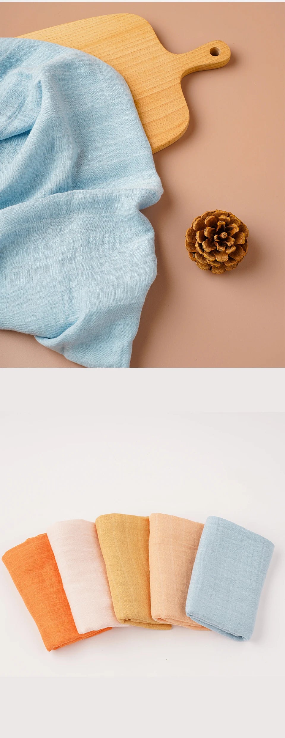 Paquete de 5 paños de muselina 60x60cm Kangobaby: Suavidad de Bambú y Algodón