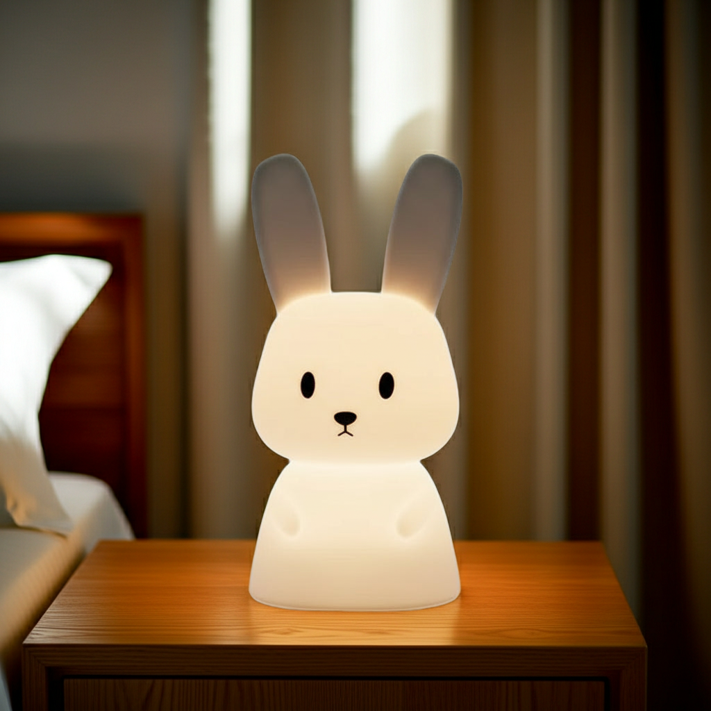 Lámpara LED de Conejo de Silicona | 7 Colores, Táctil y Recargable USB-C | 10 Horas de Luz