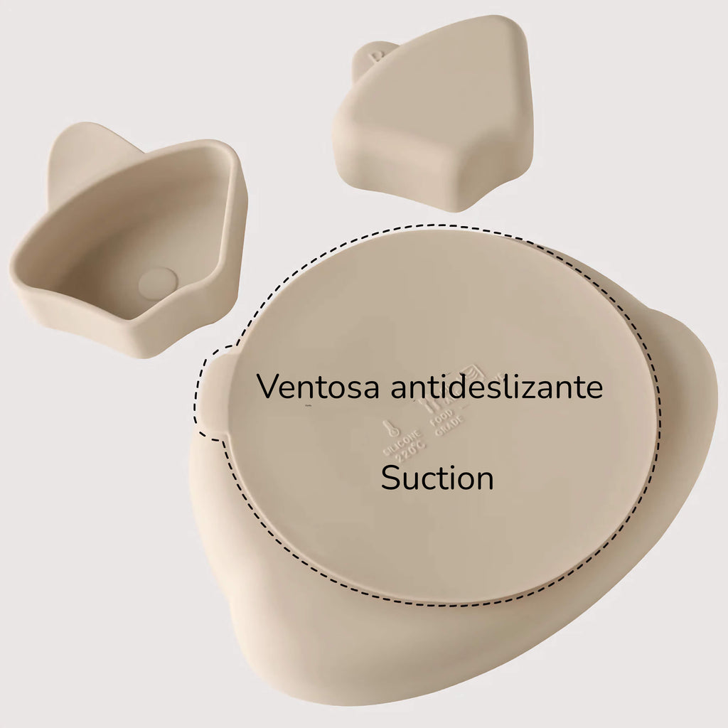 Plato de Silicona con Ventosa Antideslizante