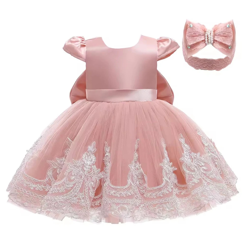Vestido de Gala de Encaje y Tul para Bebé Niña: Bautizo y fiesta (0-2 Años)