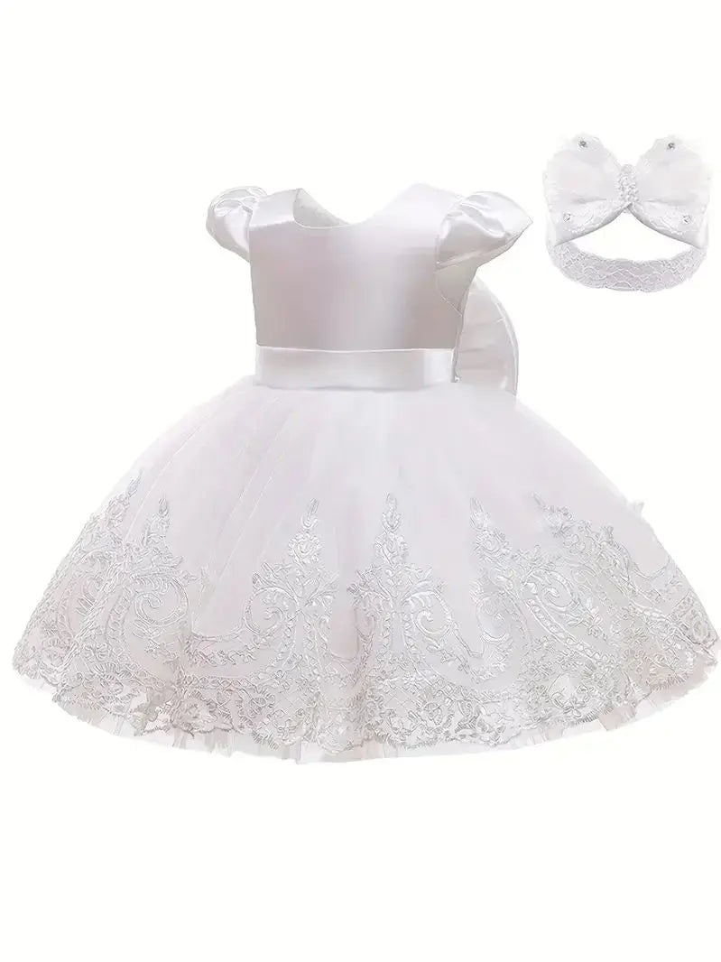 Vestido de Gala de Encaje y Tul para Bebé Niña: Bautizo y fiesta (0-2 Años)