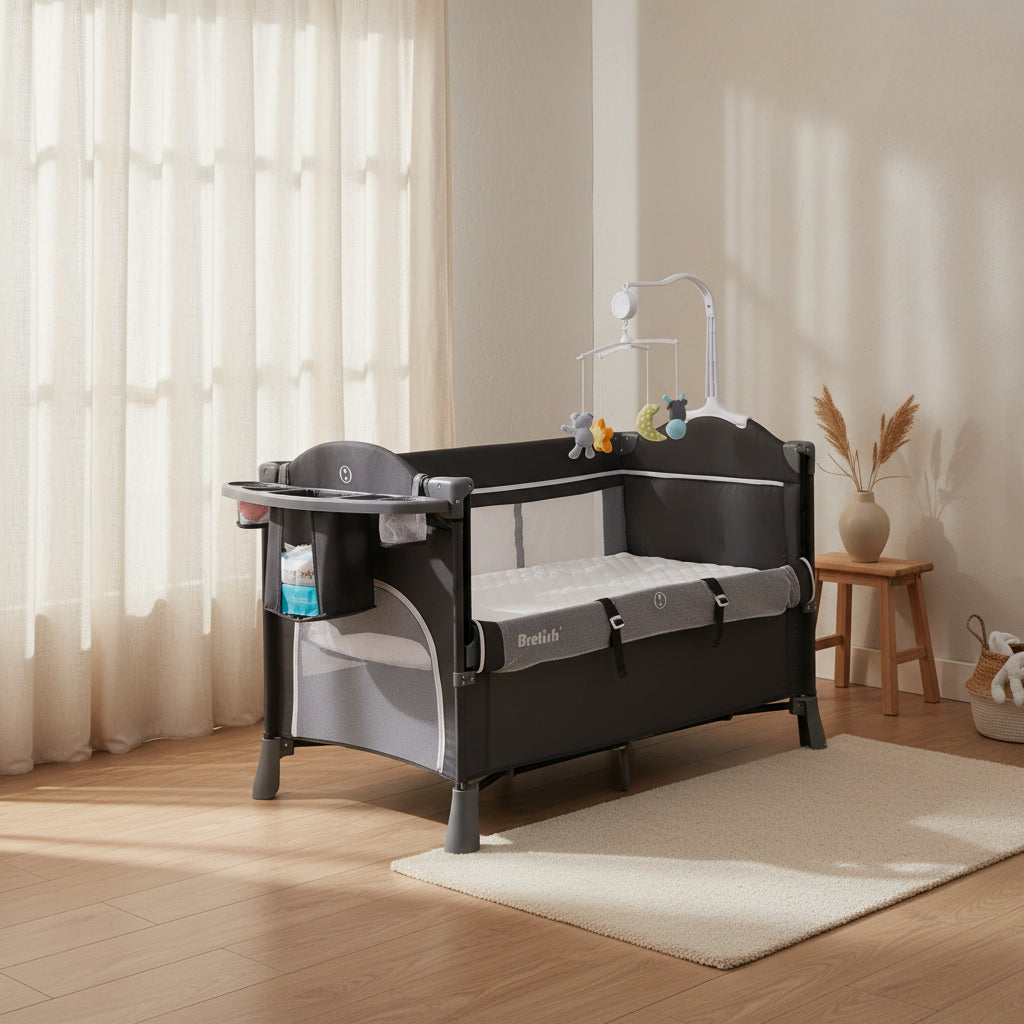 Cuna Plegable Multifuncional Brotish 5 en 1 (Colecho, Mecedora y Corral)