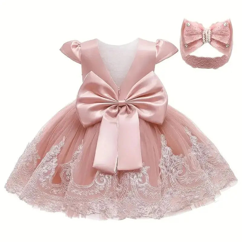 Vestido de Gala de Encaje y Tul para Bebé Niña: Bautizo y fiesta (0-2 Años)