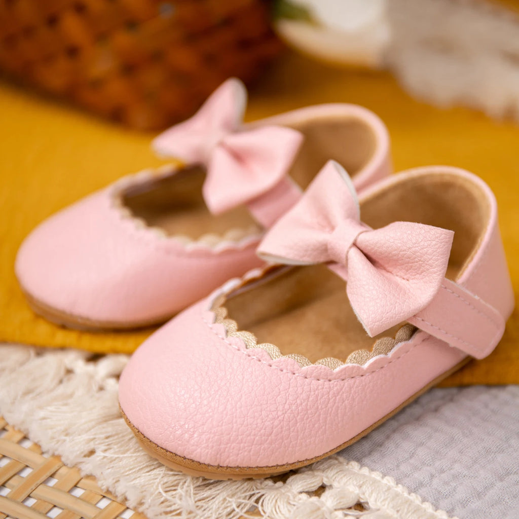 Zapatos Retro de Princesa con Moño - Suela Suave Antideslizante para Primeros Pasos