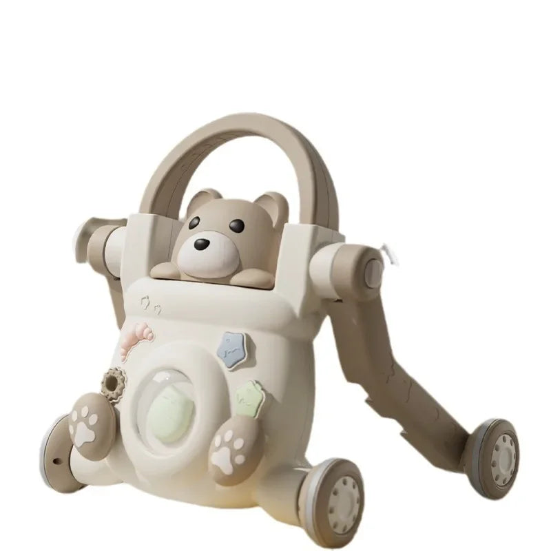 Andadera Bebé 3 en 1 Osito Encantador: Sentado a Caminar, Antivuelco y Multifuncional – Primeros Pasos Seguros
