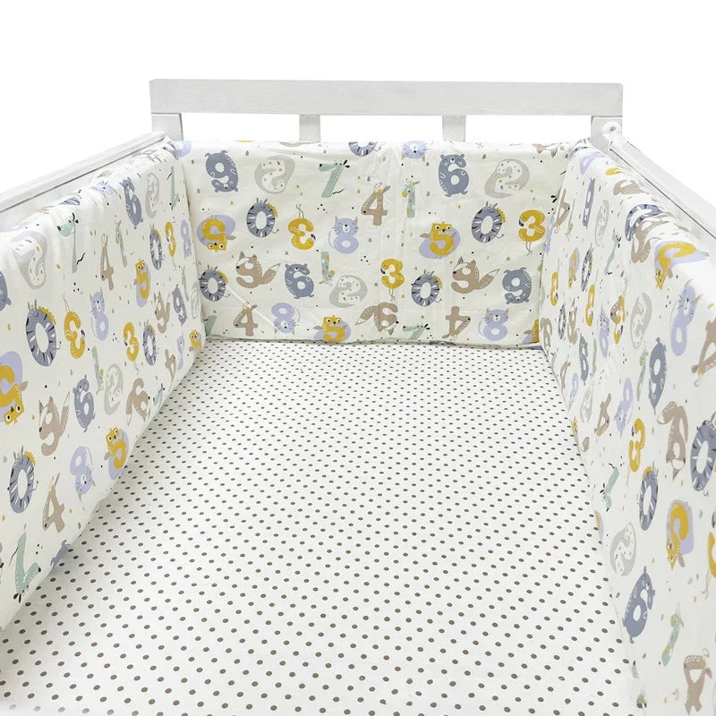 Protector de Cuna de Una Pieza con Cremallera | Parachoques Grueso y Acolchado (200x30 cm)