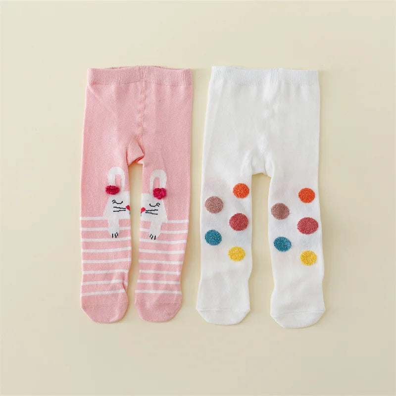 Set de 2 Pantimedias Tejidas de Algodón para Bebé Niña -(0-12M)