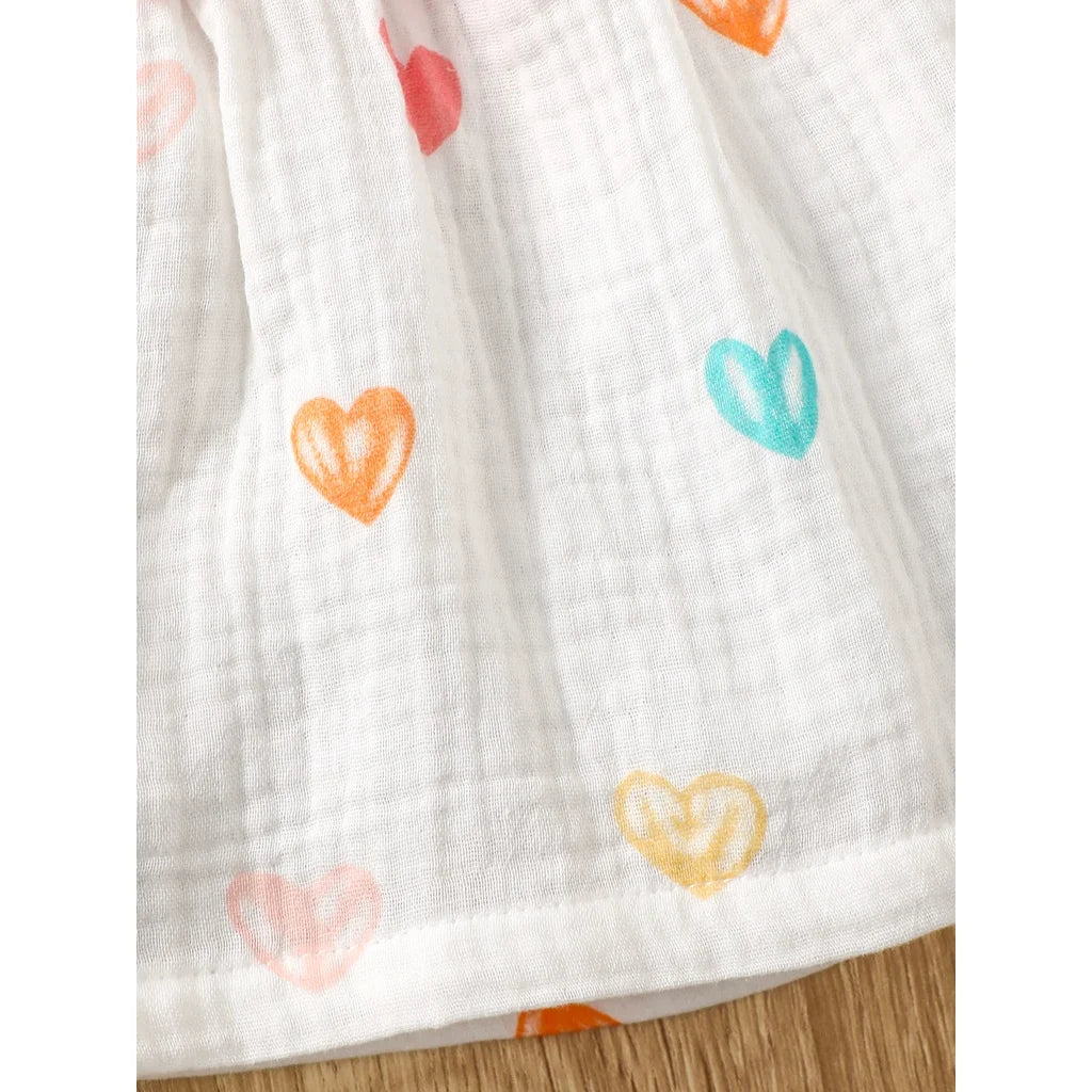 Conjunto de Vestido y Gorro de Verano: Frescura y Amor para Bebé Niña (0-9M)