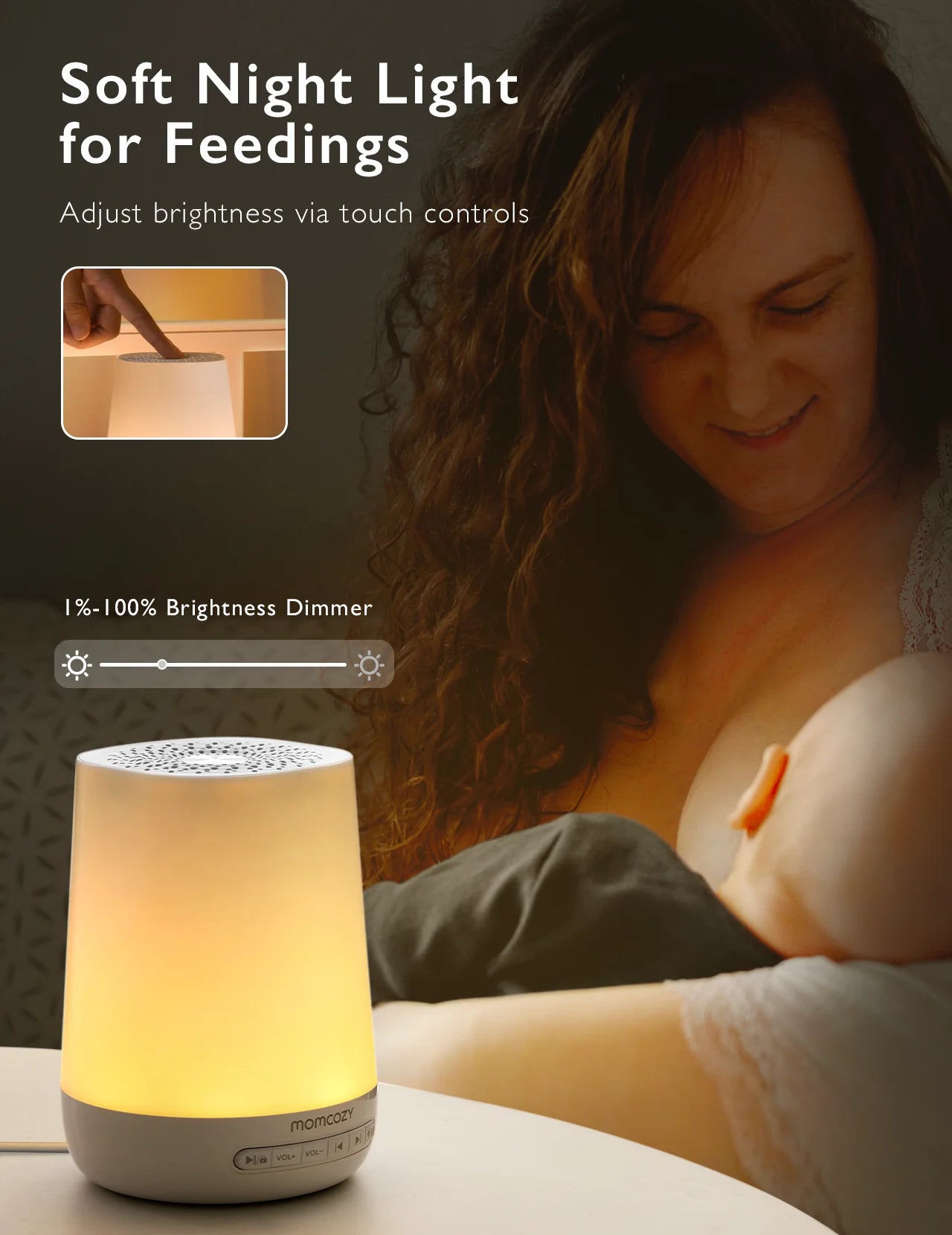 Máquina de Ruido Momcozy Smart | 34 Sonidos, Luz Nocturna RGB y Control Remoto por Aplicación (Wi-Fi)