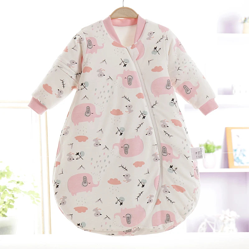 Saco de Dormir de Algodón (Grado Térmico 2.5): Mangas Largas Anti-Patadas (0-3 Años)