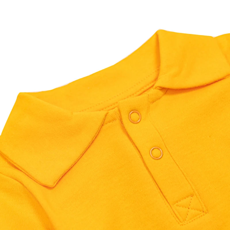 Mameluco Polo de Algodón 100% - Manga Corta y Color Sólido (0-24 Meses)