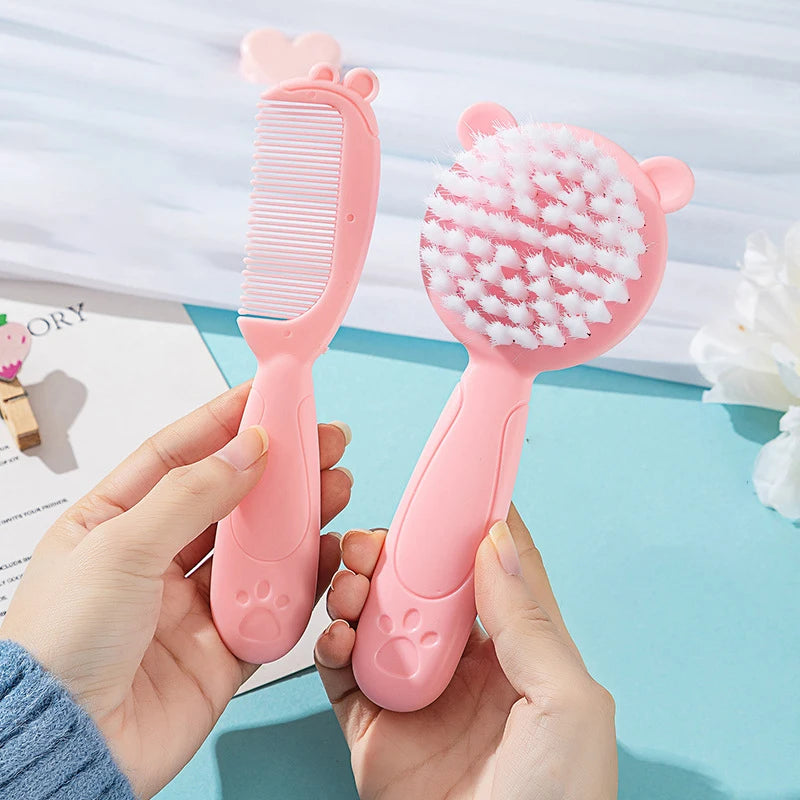 Set de 2 Piezas: Cepillo de Masaje y Peine para Bebé (Colores Tiernos)