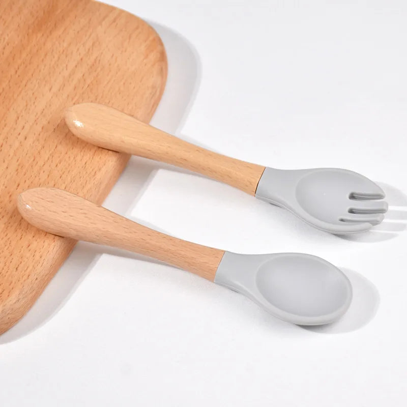 Set de Cubiertos de Entrenamiento – Silicona y Madera