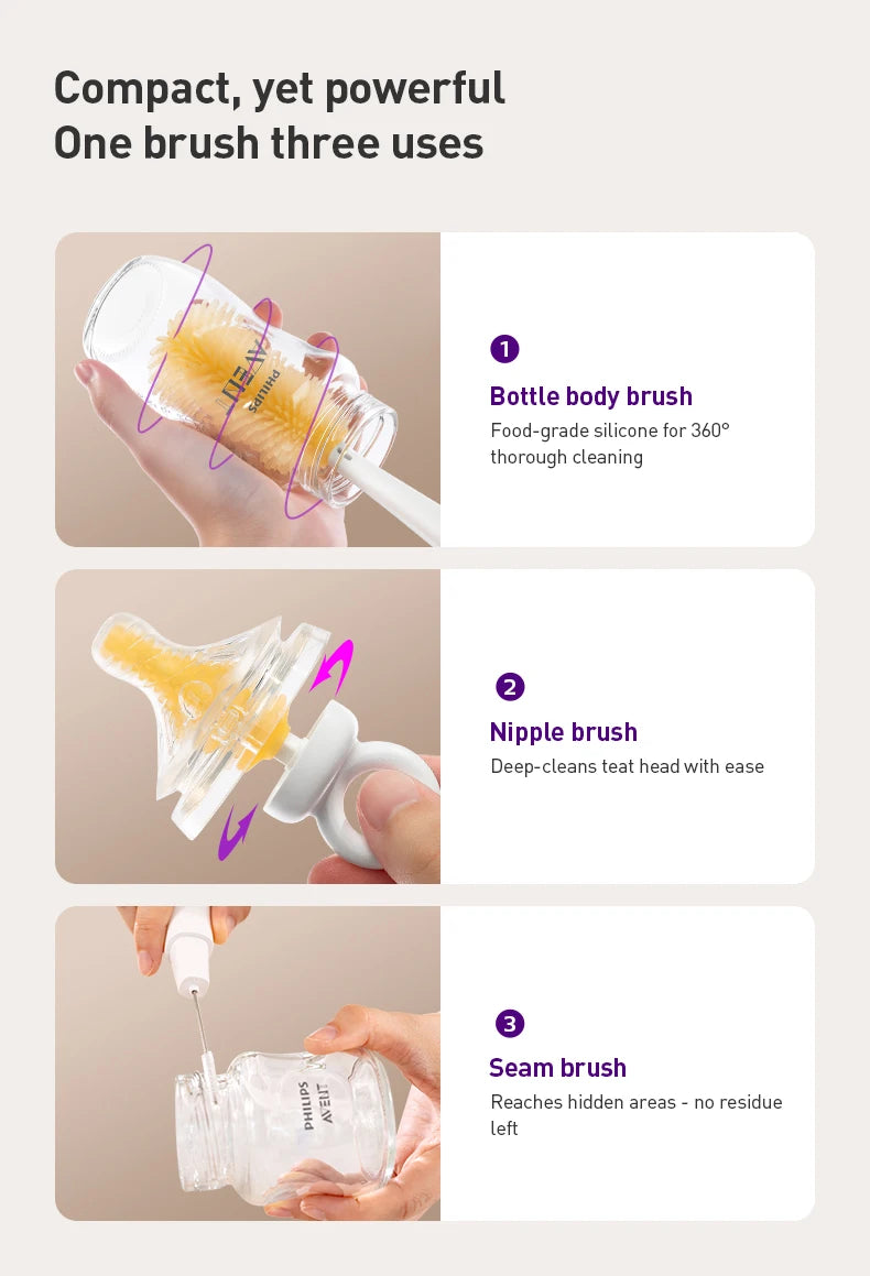 Set de Regalo Philips Avent para Recién Nacidos | Biberones de Vidrio Puro y Cepillo 3 en 1