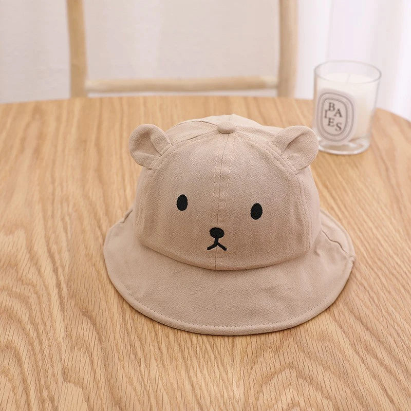 Gorro para el sol tipo cubo con Orejas de Oso: Protección y Ternura (3-18 Meses)