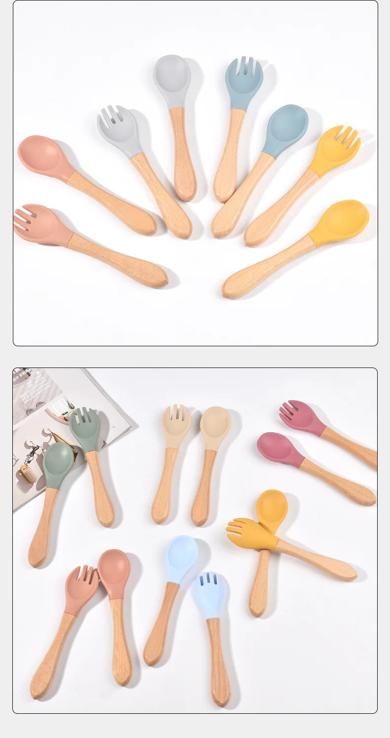 Set de Cubiertos de Entrenamiento – Silicona y Madera