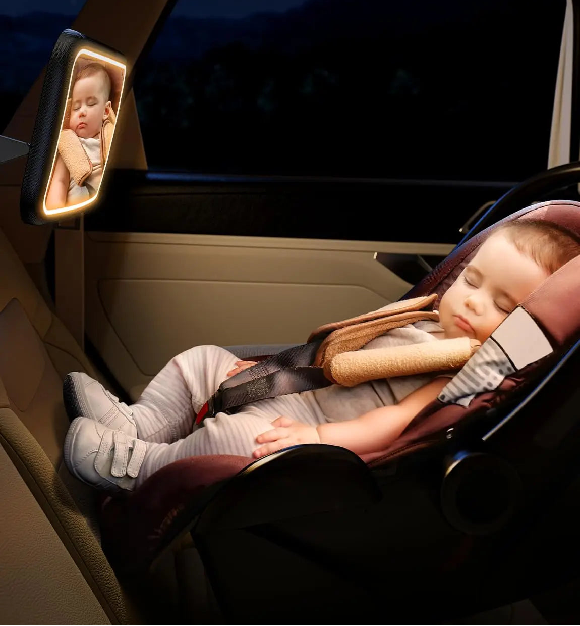 Espejo para Asiento de Coche con Luz LED Recargable (2000 mAh)