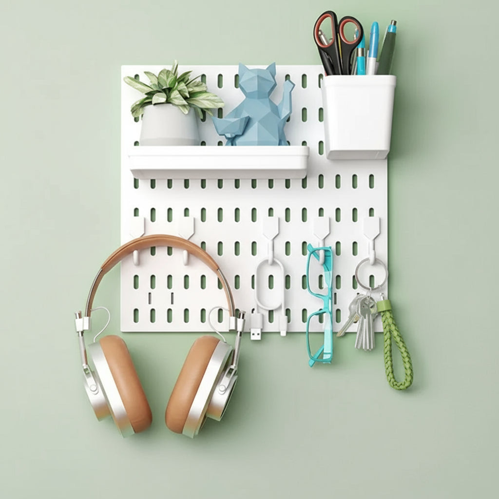 Tablero perforado para decoración de pared.