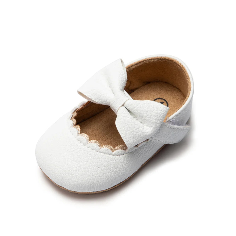 Zapatos Retro de Princesa con Moño - Suela Suave Antideslizante para Primeros Pasos