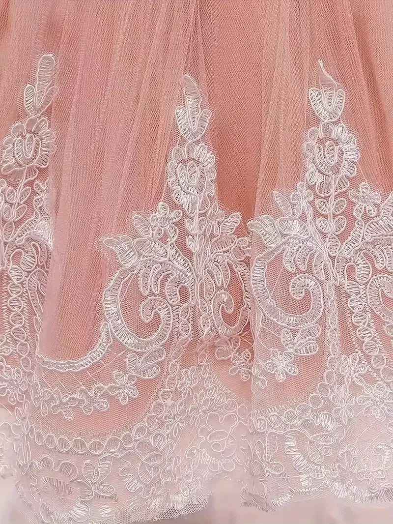 Vestido de Gala de Encaje y Tul para Bebé Niña: Bautizo y fiesta (0-2 Años)