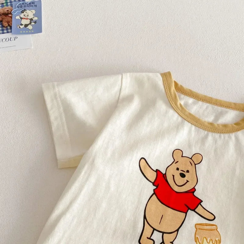 Camiseta y Short de Mezclilla con Tirantes de Winnie Pooh  (9m- 9T)