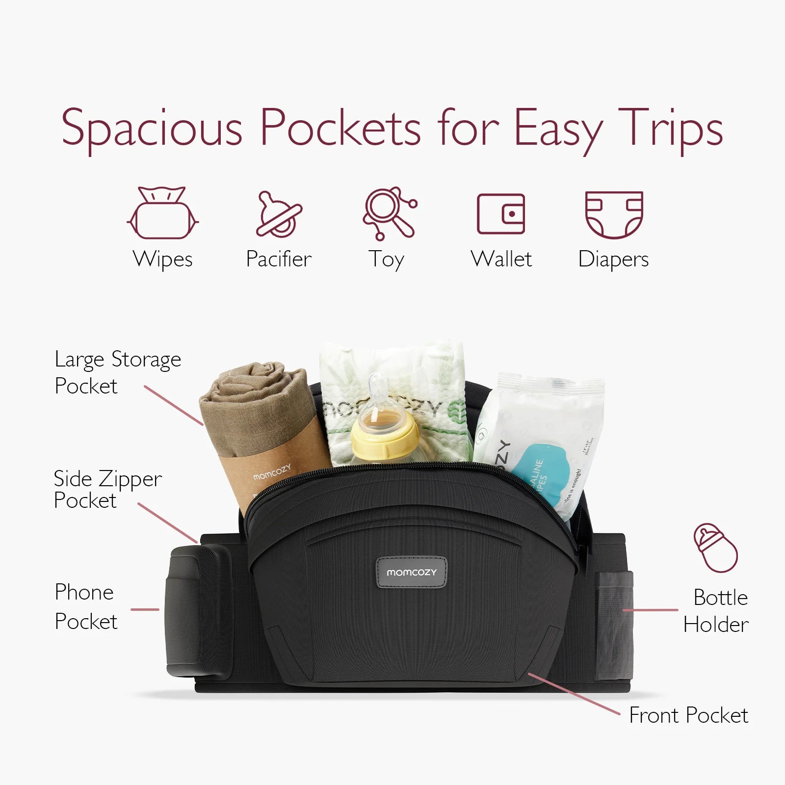 Portabebés Momcozy con Asiento de Cadera | Diseño Ergonómico y Protección 3D