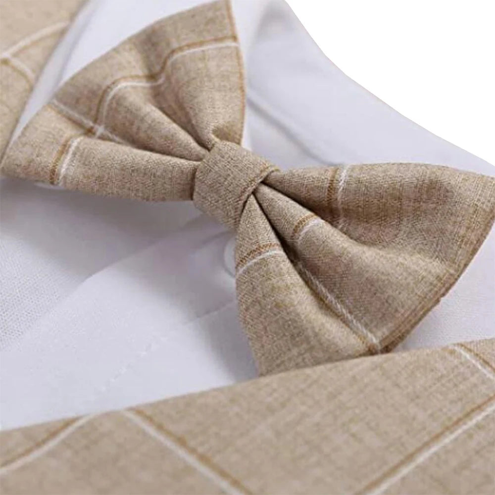 Conjunto Formal de Bebé Niño: Mameluco de Cuadros y Corbata de Moño (3-24M)