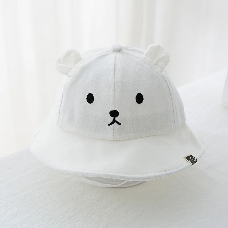 Gorro para el sol tipo cubo con Orejas de Oso: Protección y Ternura (3-18 Meses)