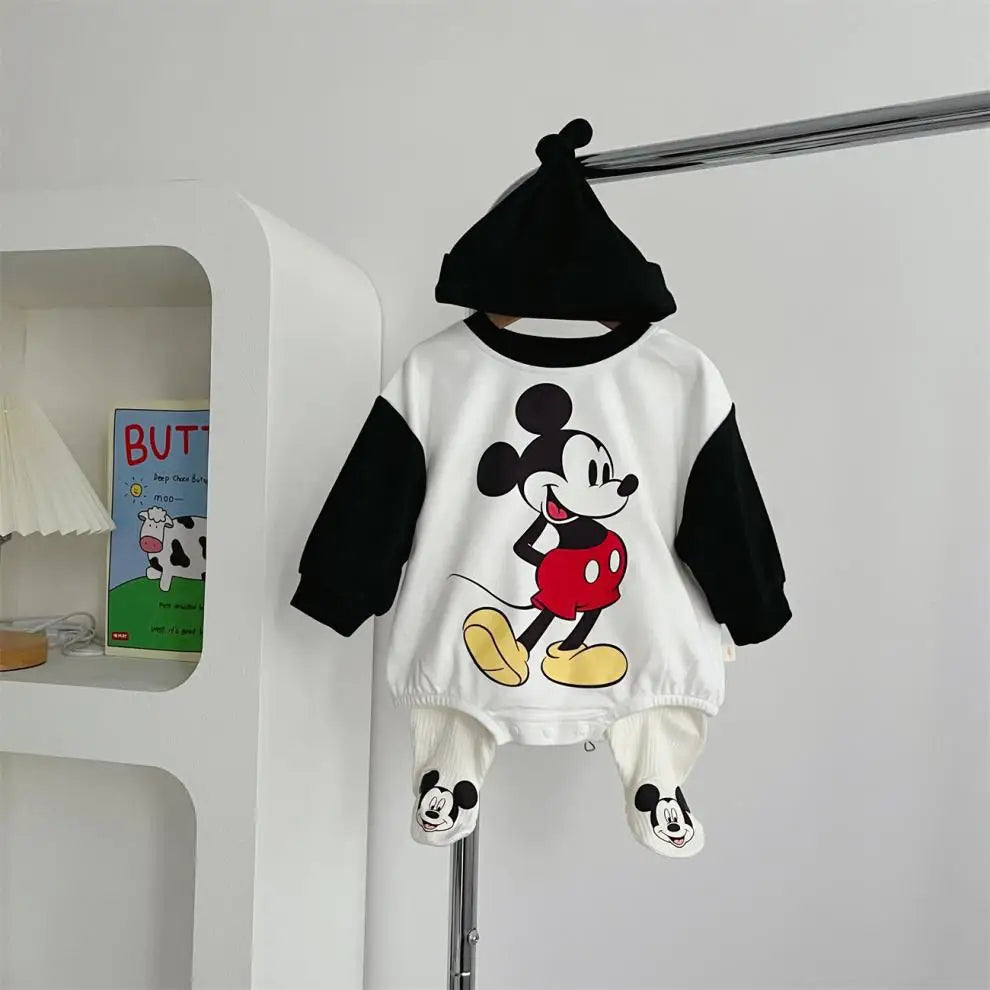 Colección Disney 3 Piezas| Mameluco Manga Larga, Gorro y Calcetines (3-18 meses)