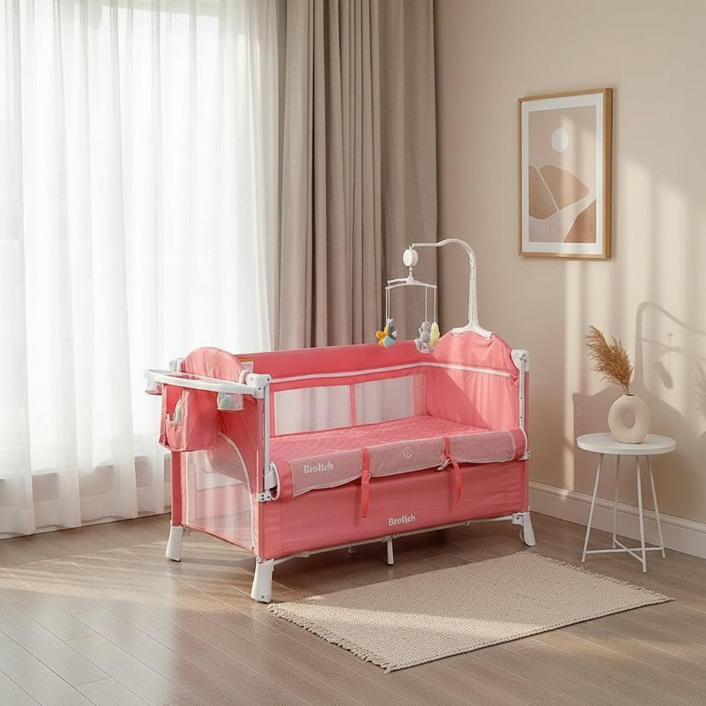 Cuna Plegable Multifuncional Brotish 5 en 1 (Colecho, Mecedora y Corral)