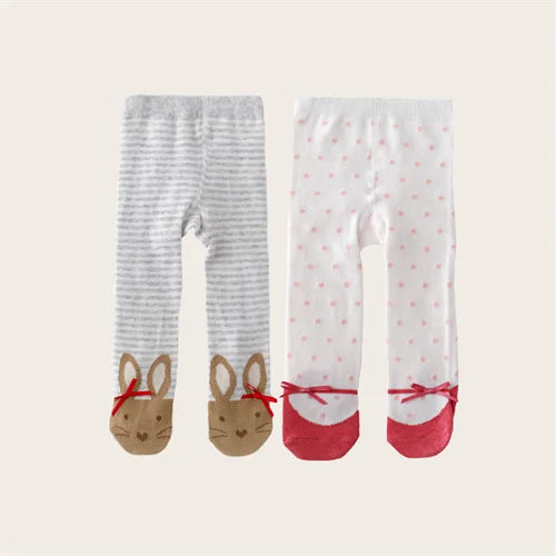 Set de 2 Pantimedias Tejidas de Algodón para Bebé Niña -(0-12M)