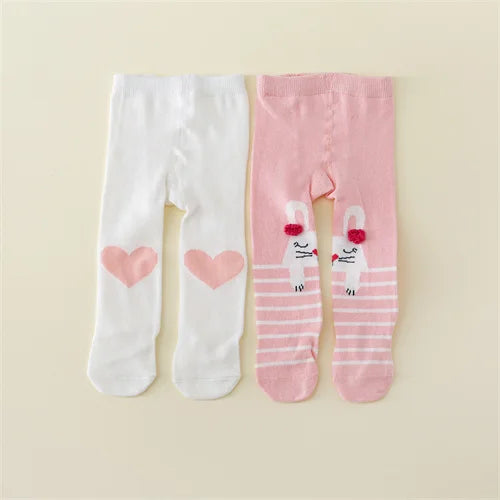 Set de 2 Pantimedias Tejidas de Algodón para Bebé Niña -(0-12M)