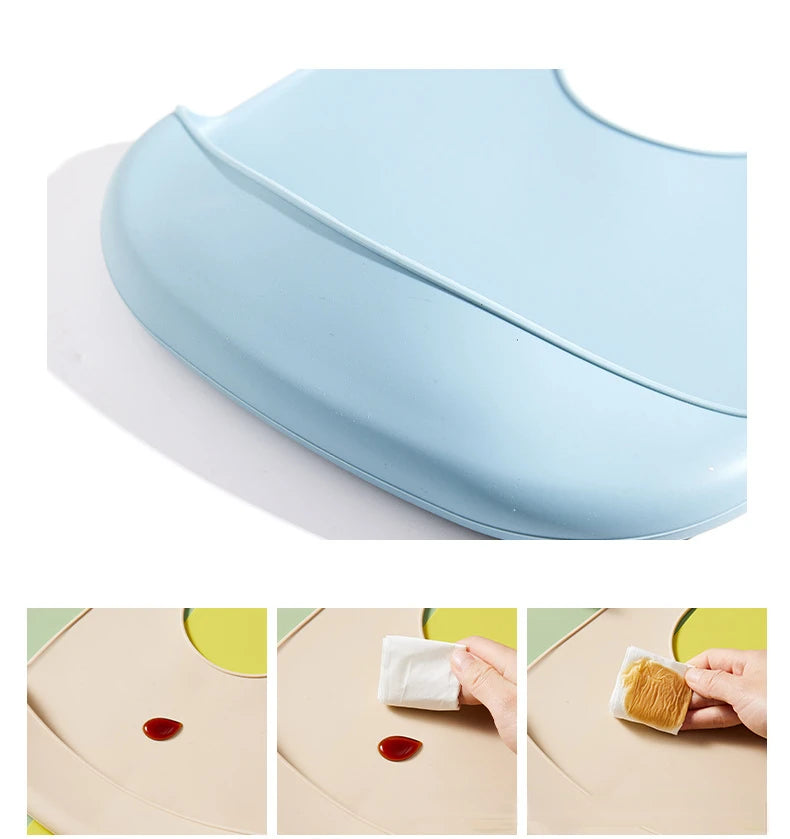 Babero de Silicona  |  Impermeable y Recolector