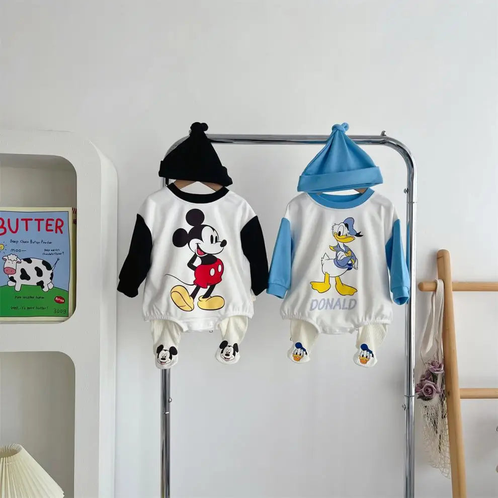 Colección Disney 3 Piezas| Mameluco Manga Larga, Gorro y Calcetines (3-18 meses)